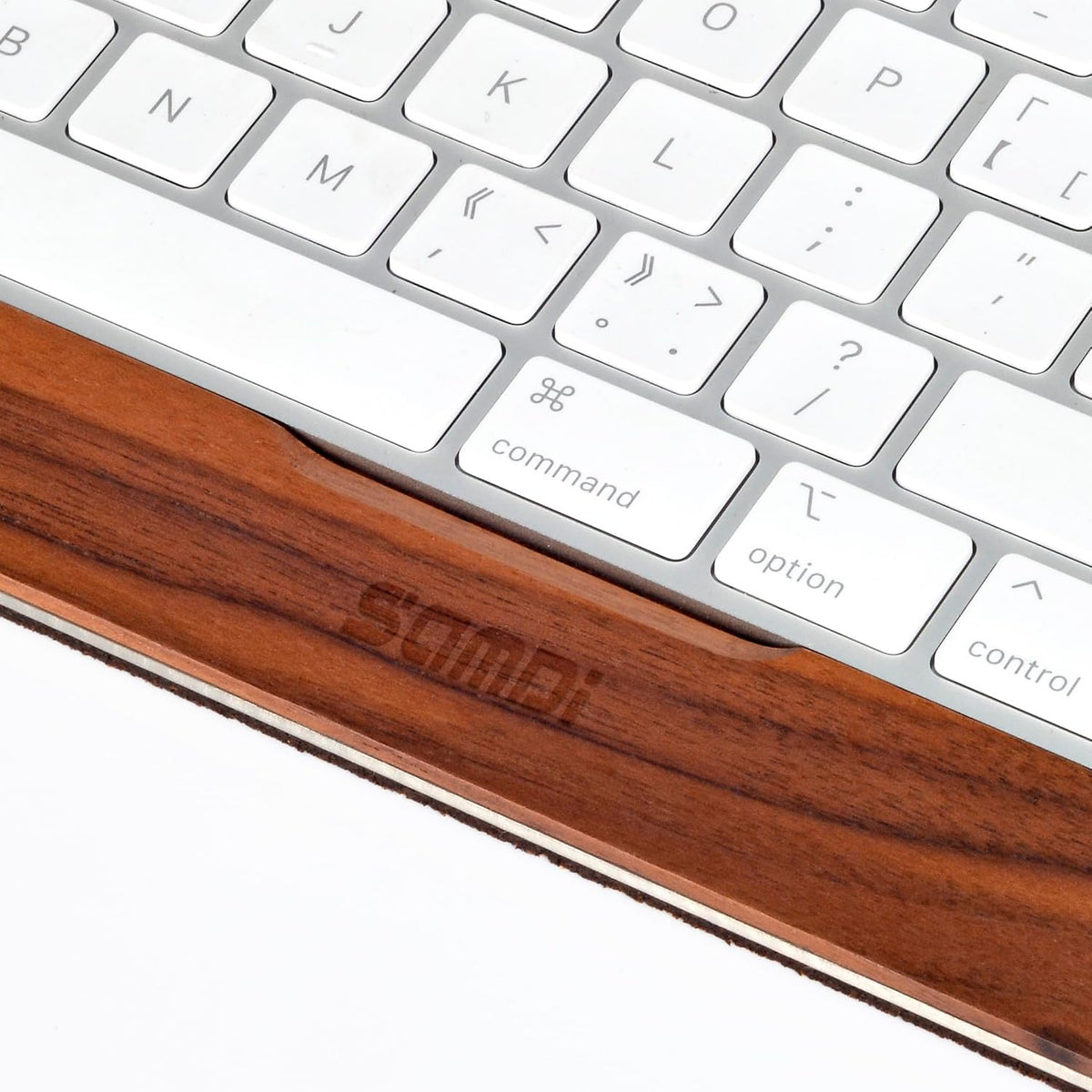 SAMDI Apple iMac Stand Base, Stainless Steel/Wooden Keyboard Tray - Magic Key...