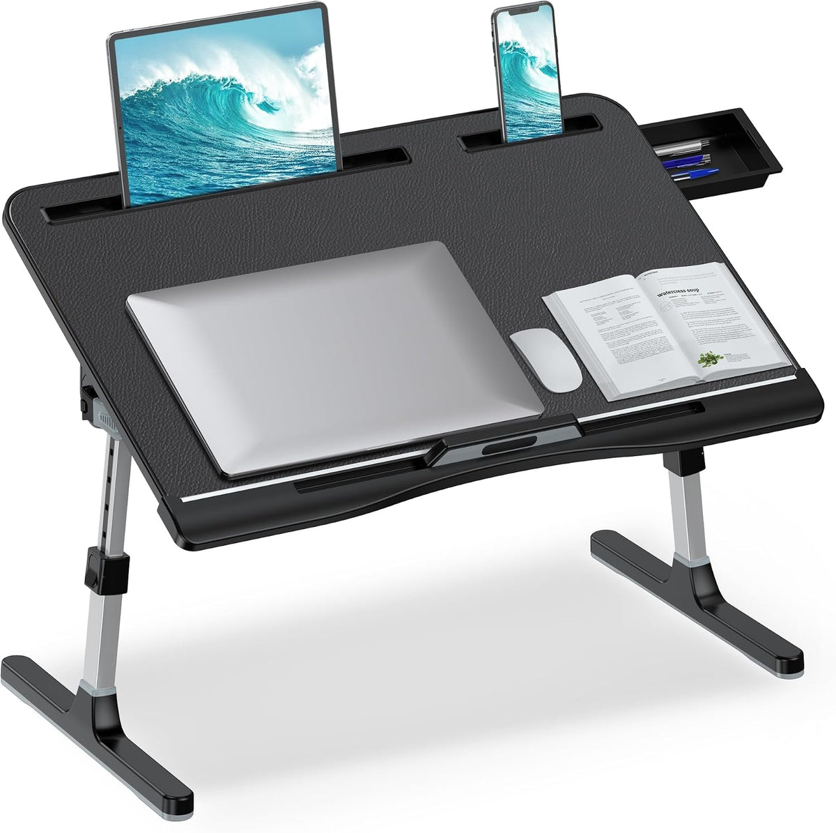 HETTHI Bed Laptop Table Adjustable Foldable Laptop Stand 23.60×15.7in Black