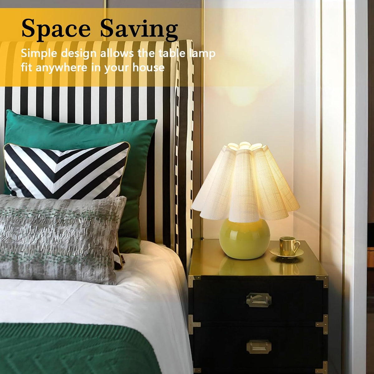 Green Small Touch Control Table Lamp for Bedroom, Green Bedside Lamps for Nig...