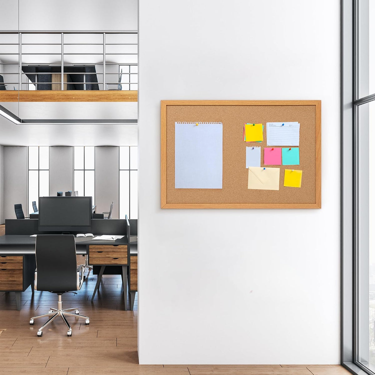 Cork Board Bulletin Board 20 x 30, Wood Framed Corkboard for Wall