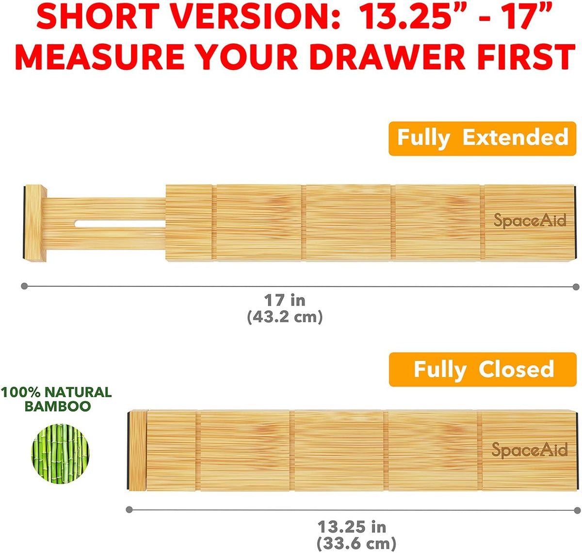 SpaceAid Bamboo 13.25-17“ Drawer Dividers (Need 2.35" Deep Drawer) Kitch...