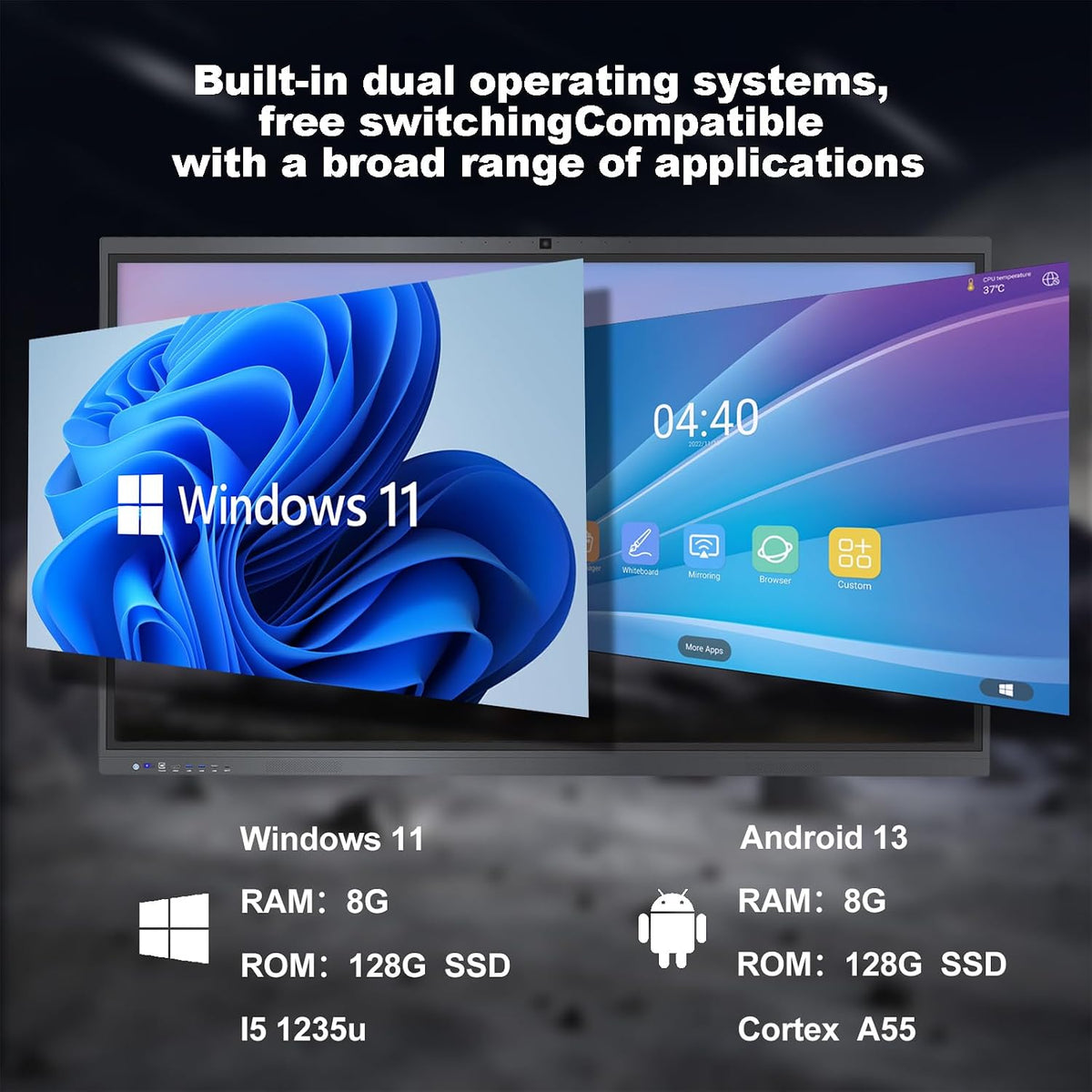 Smart Board,65" Smart Board for Classroom Office Home, 4K UHD Touch Scre...