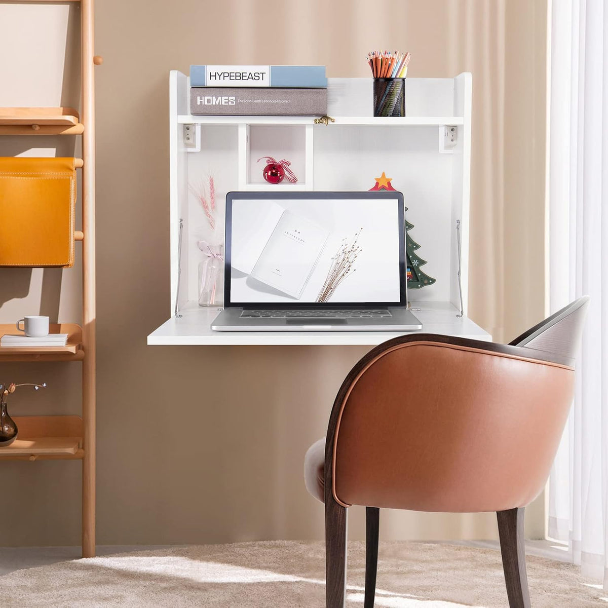 YUSING Wall Mounted Table, Multifunctional Fold Down Wall Mounted Laptop Comp...