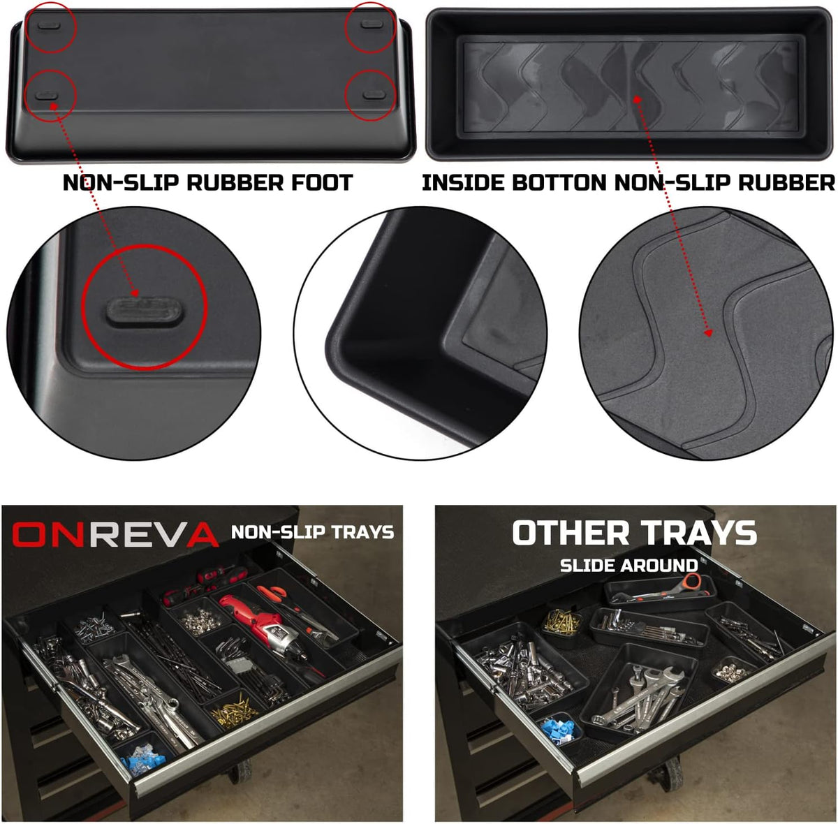ONREVA Tool Box Organizer Tray Divider Set, Extra Large Toolbox Trays, Tool B...