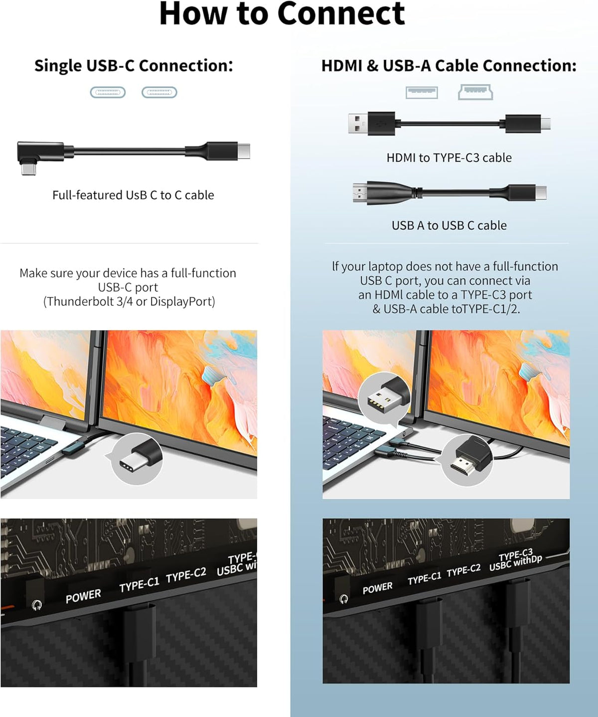 Cevaton Laptop Screen Extender - 15.6" FHD 1080P Portable Monitor for La...