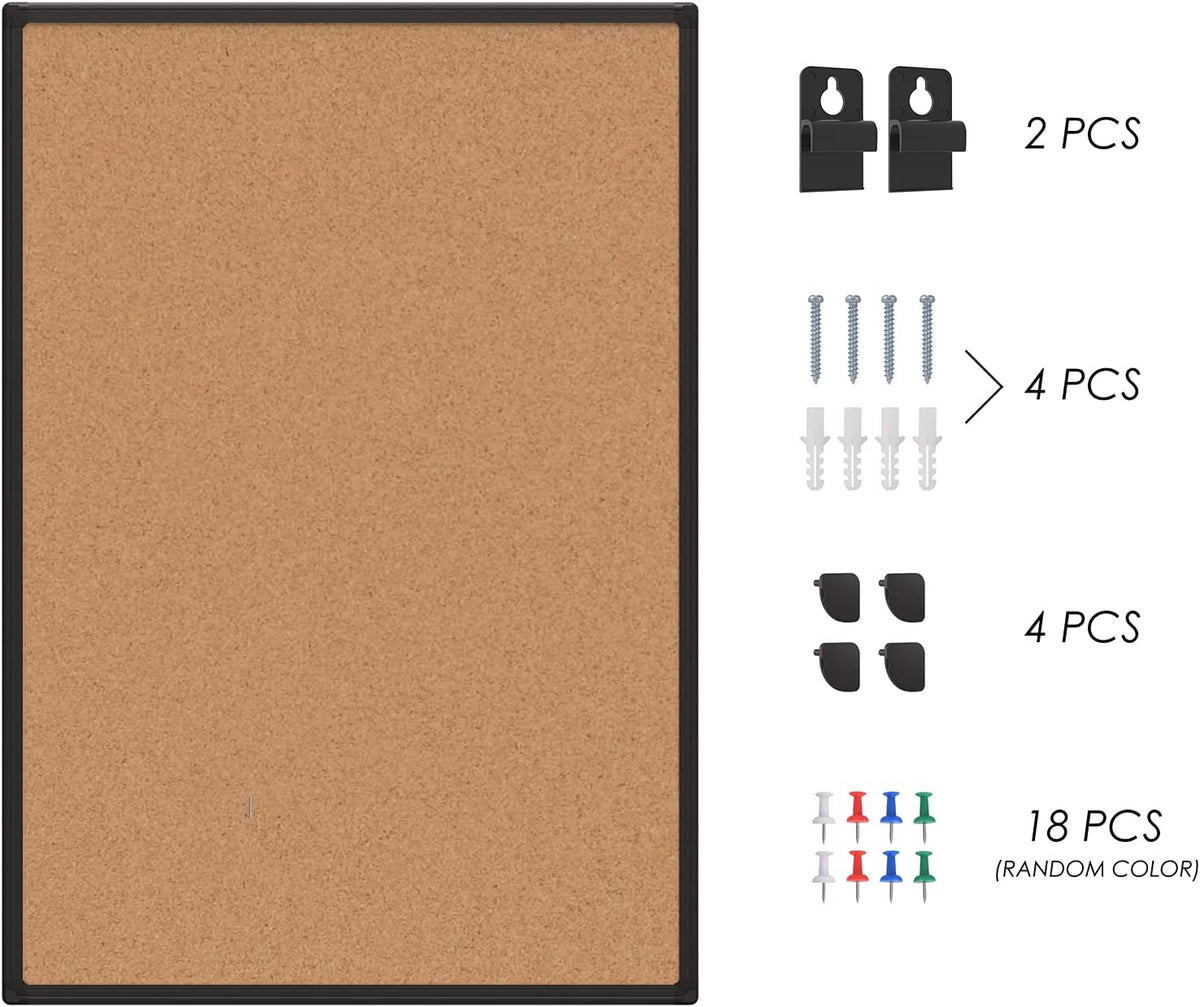 Cork Board Bulletin Board 48" x 36", Black Aluminium Framed 4x3 Cor...