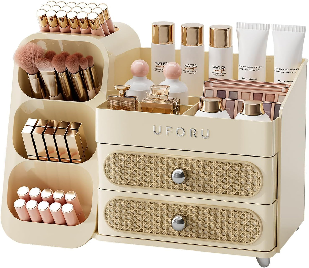 UFORU Makeup Organizer Countertop with Brush Holder for Vanity Bathroom