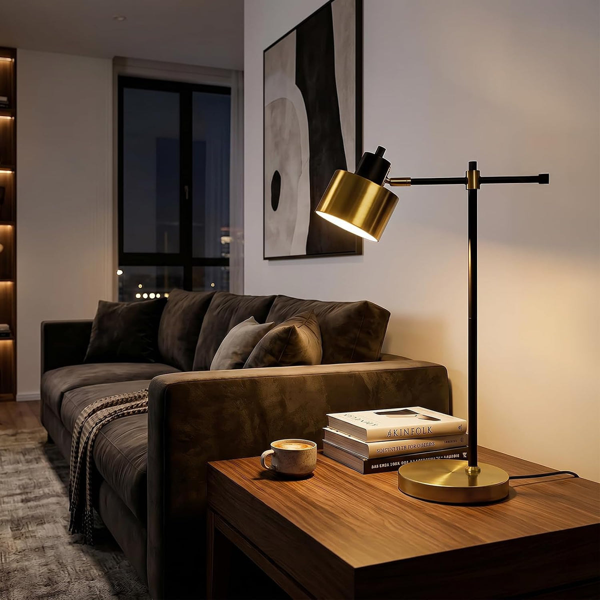 OYEARS 22.2" Modern Desk Lamp, Metal Table Lamp with LED Bulb, Adjustabl...