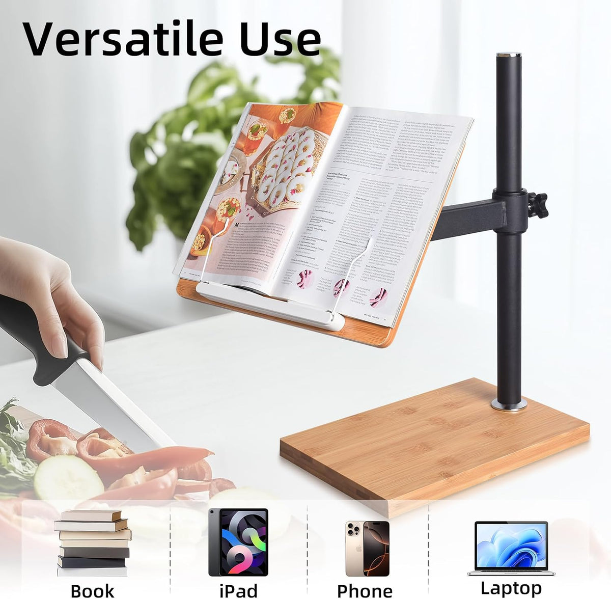 wishacc Adjustable Book Stand for Reading, Ergonomic Desktop Book Reading Sta...
