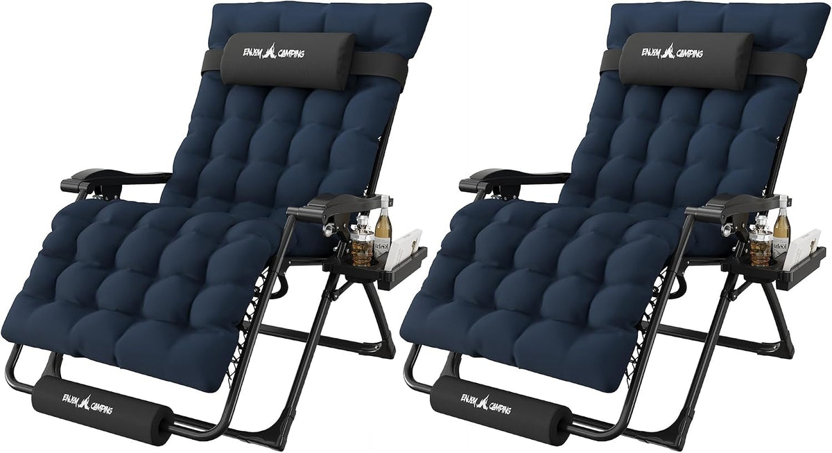 Oversized Zero Gravity Chair Folding Reclining Padded Patio Lounge Chairs