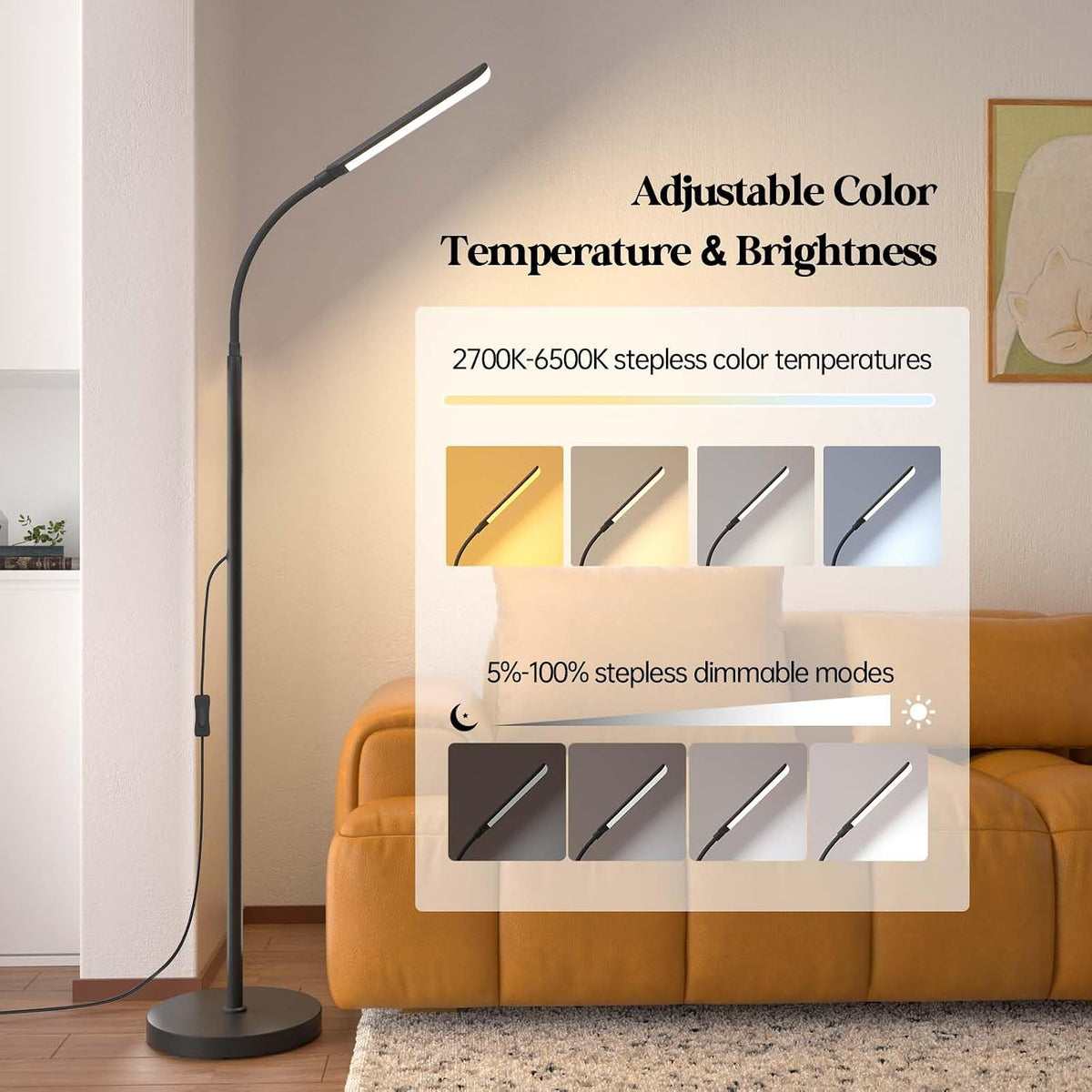 Aisutha LED Floor Lamp, 18W Super Bright Floor Lamp for Living Room, Adjustab...