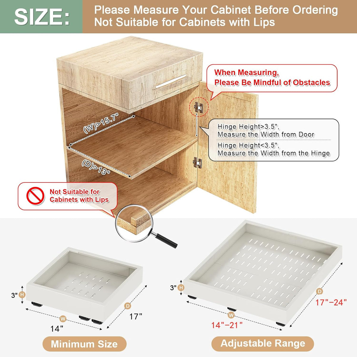 Fokyfok 2Pc Pull out Cabinet Organizer,14"-21"W,17"-24"D,...