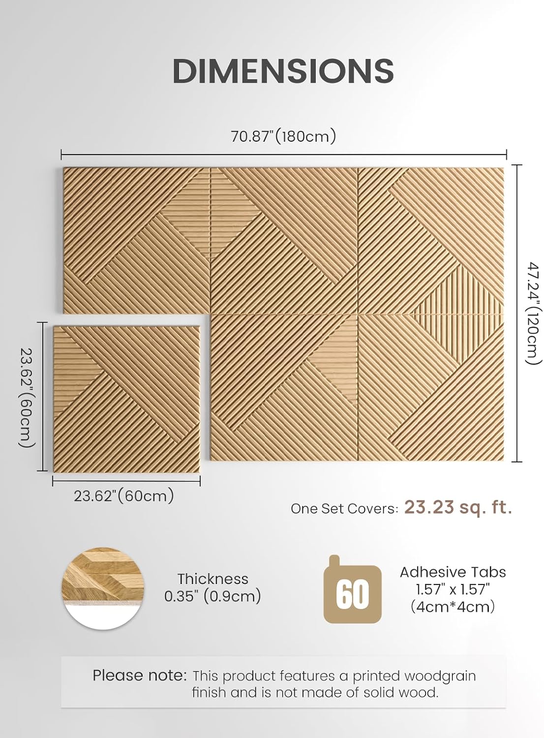 Fluxynara 6-Pack Felt Bulletin Board,Natural Oak Diamond Chevron-1