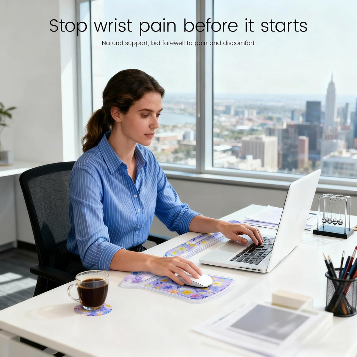 Ospelelf Mouse Pad with Wrist Rest and Ergonomic Gel Keyboard Hand Wrist, Sup...