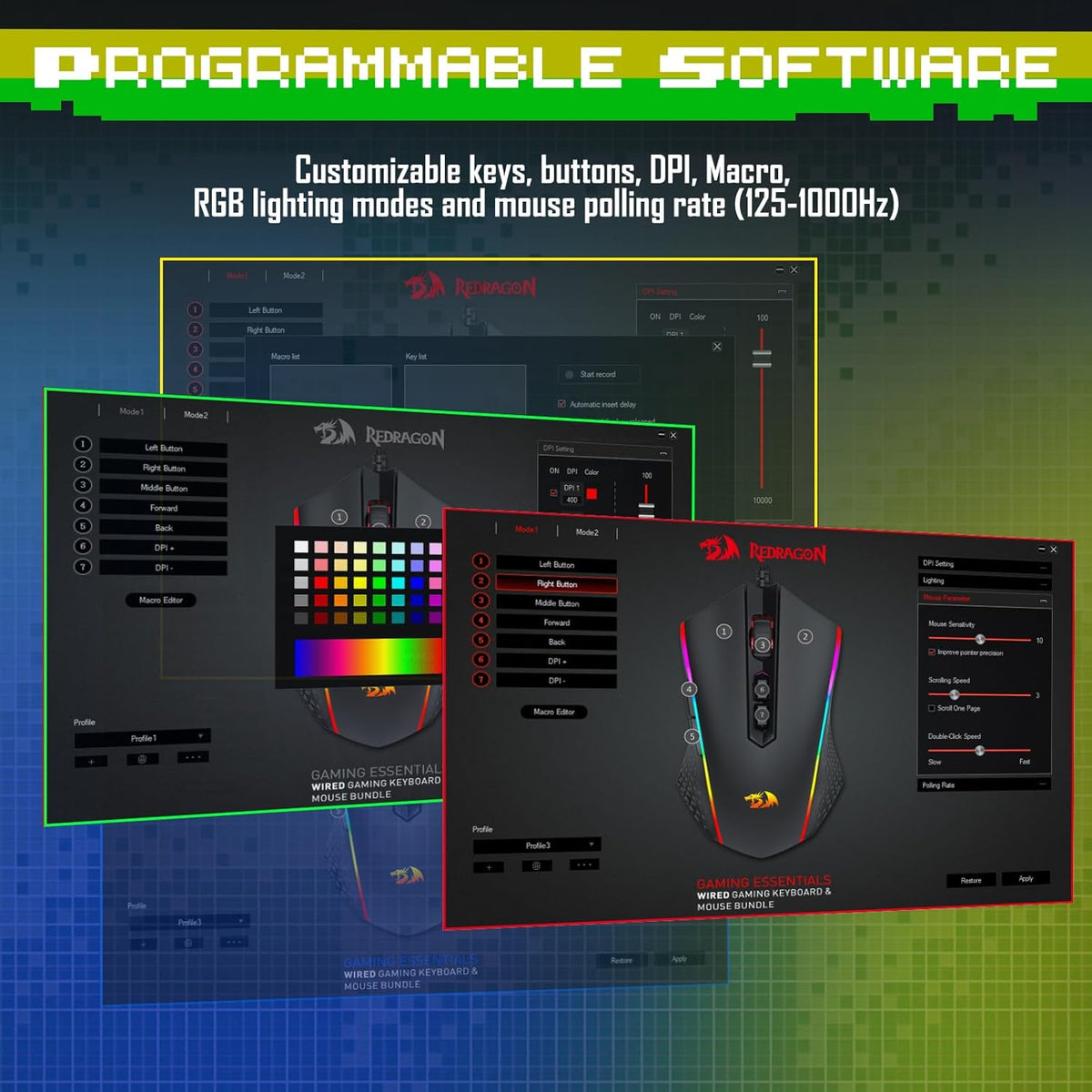 Redragon Updated S107 Gaming Keyboard and Mouse, RGB Gaming Keyboard and 1000...