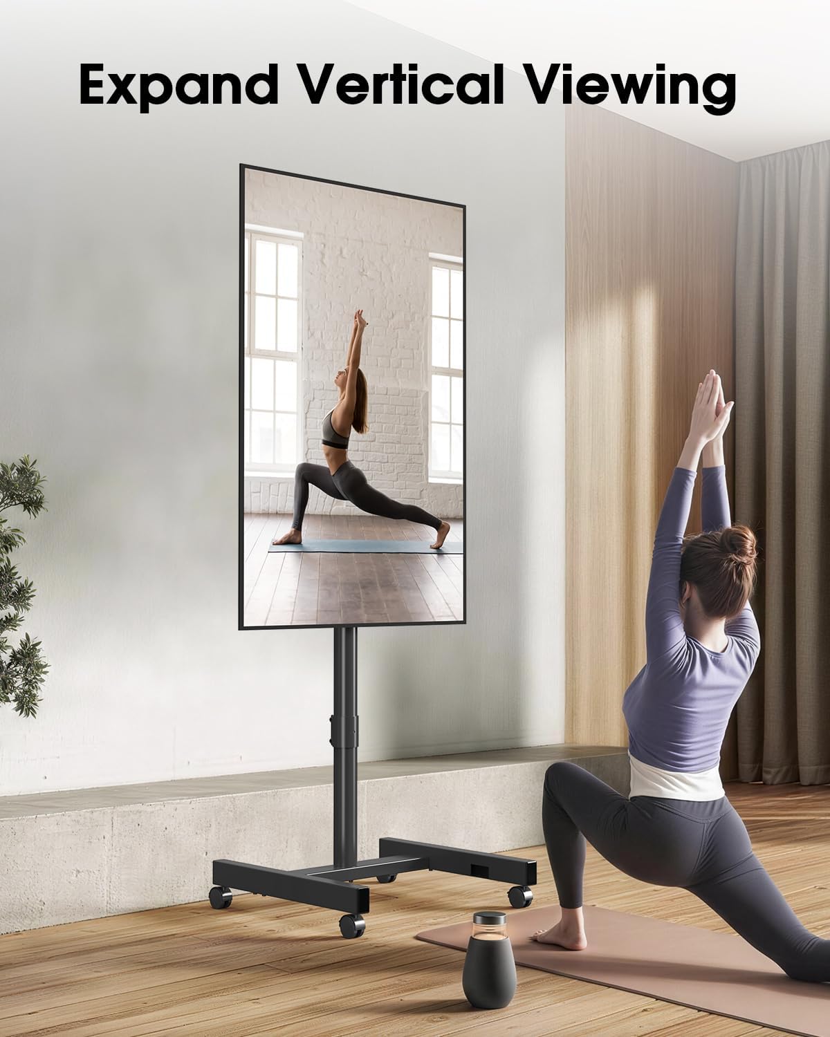 Rolling TV Stand for 13-65 Inch TVs/Screens, Sturdy 50mm Support Pole