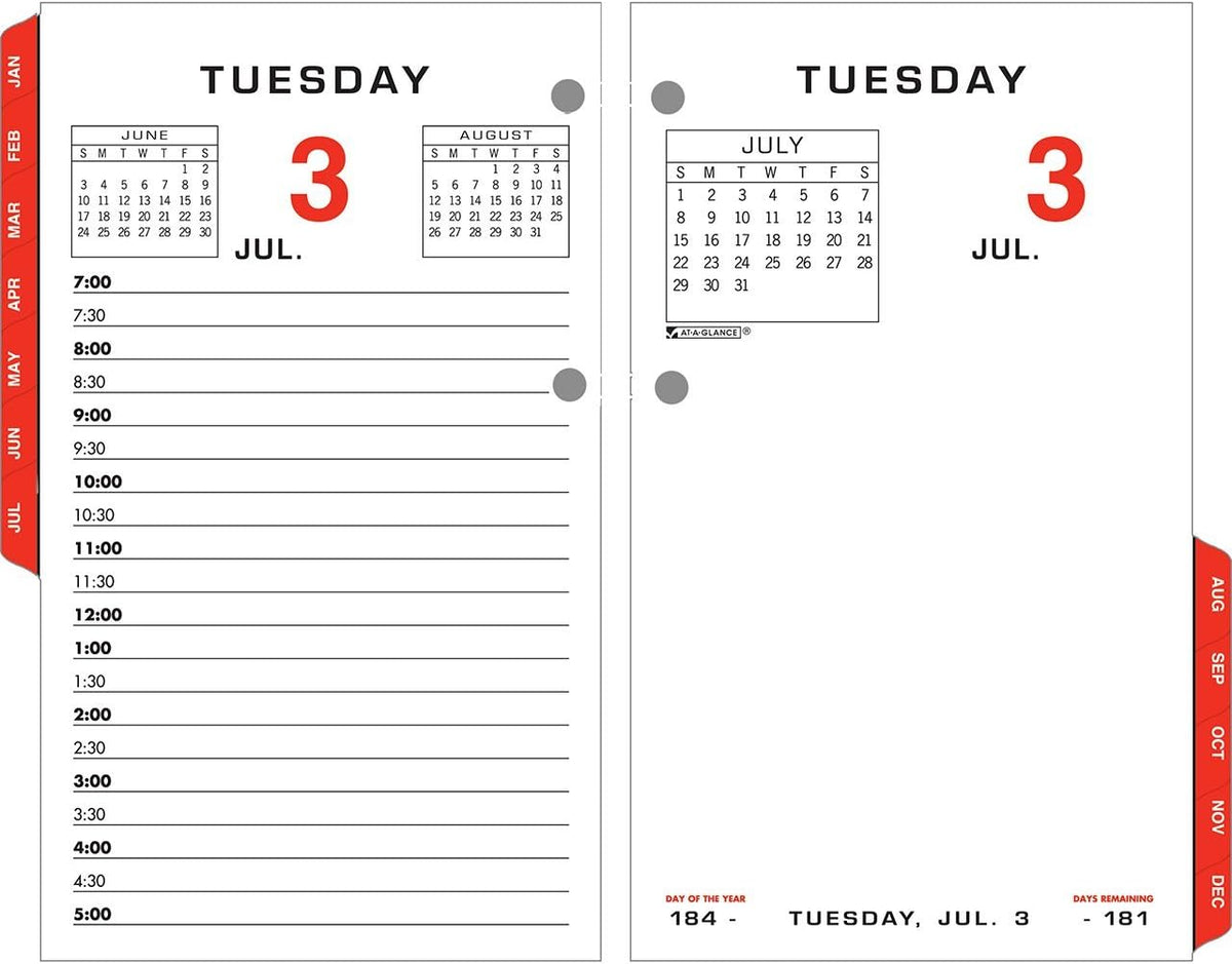 AT-A-GLANCE E01750 Two-Color Desk Calendar Refill, 3 1/2 x 6, 2016