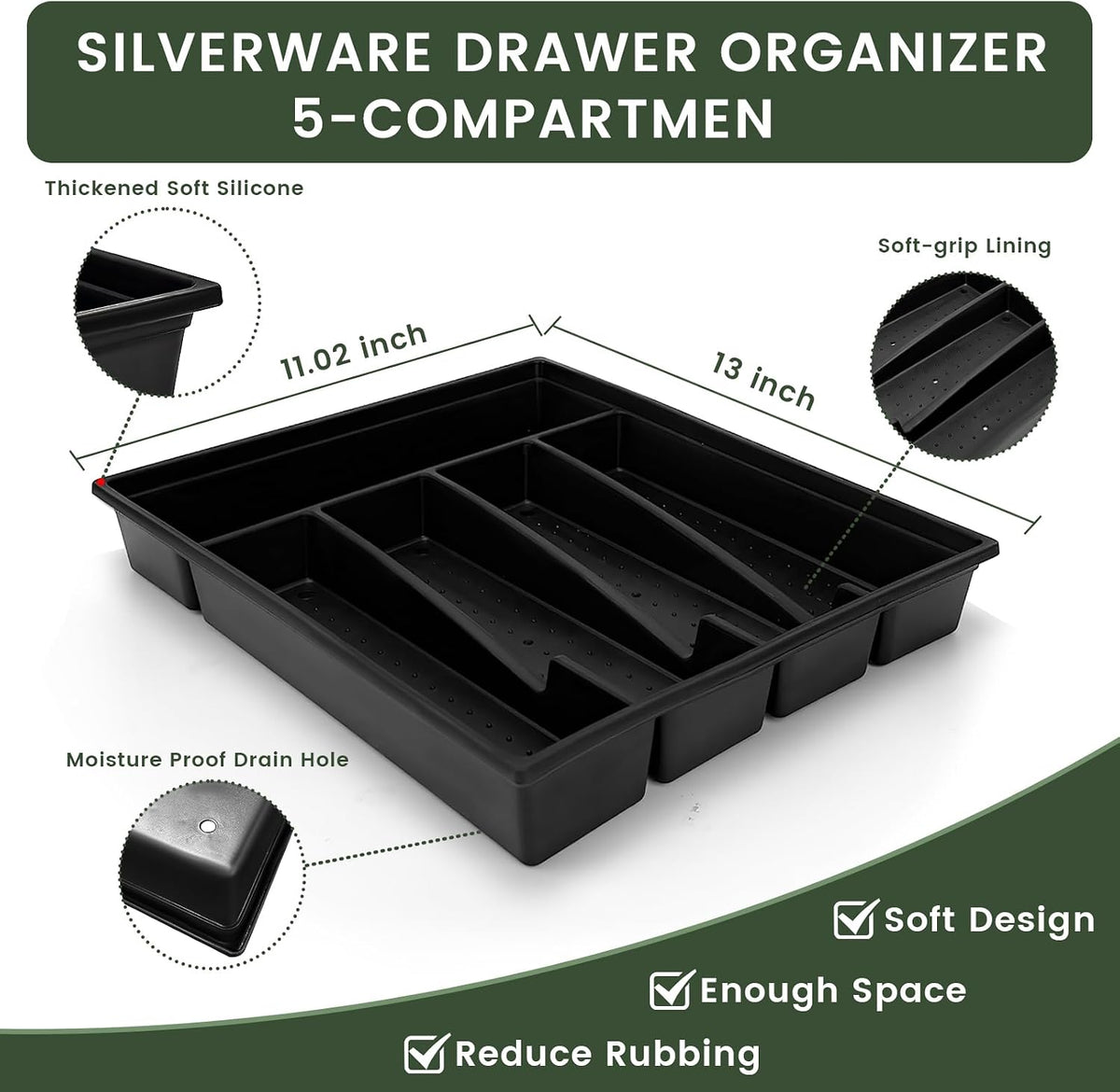 24-Piece Silverware Set with Organizer, Stainless Steel Flatware for 6, Cutle...