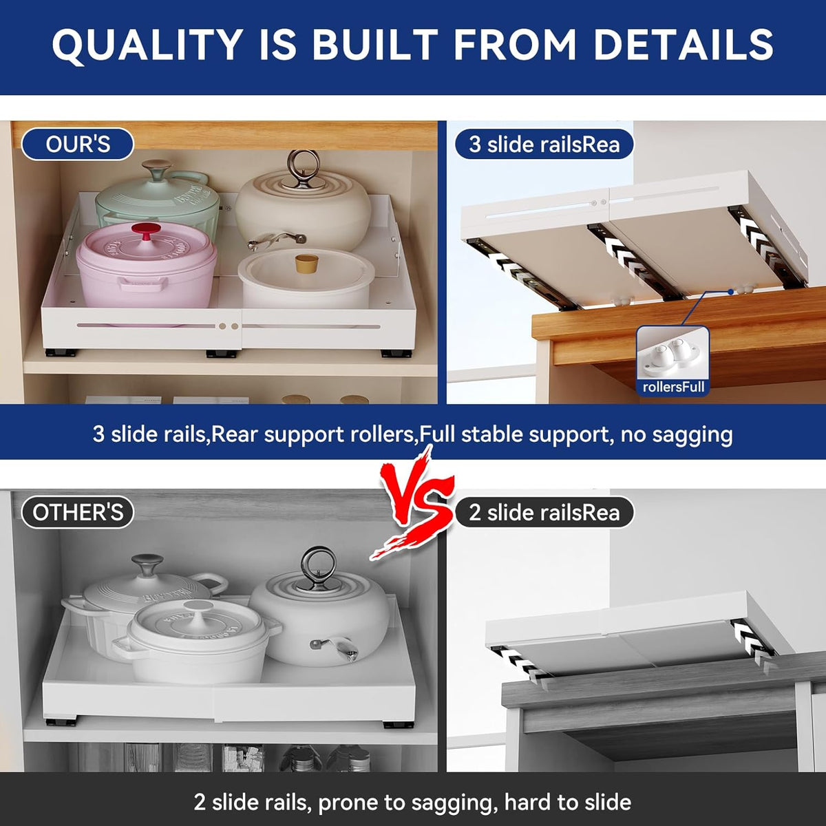 Pull out Cabinet Organizer, Full Metal Expandable Width (12.6"-20.8"...