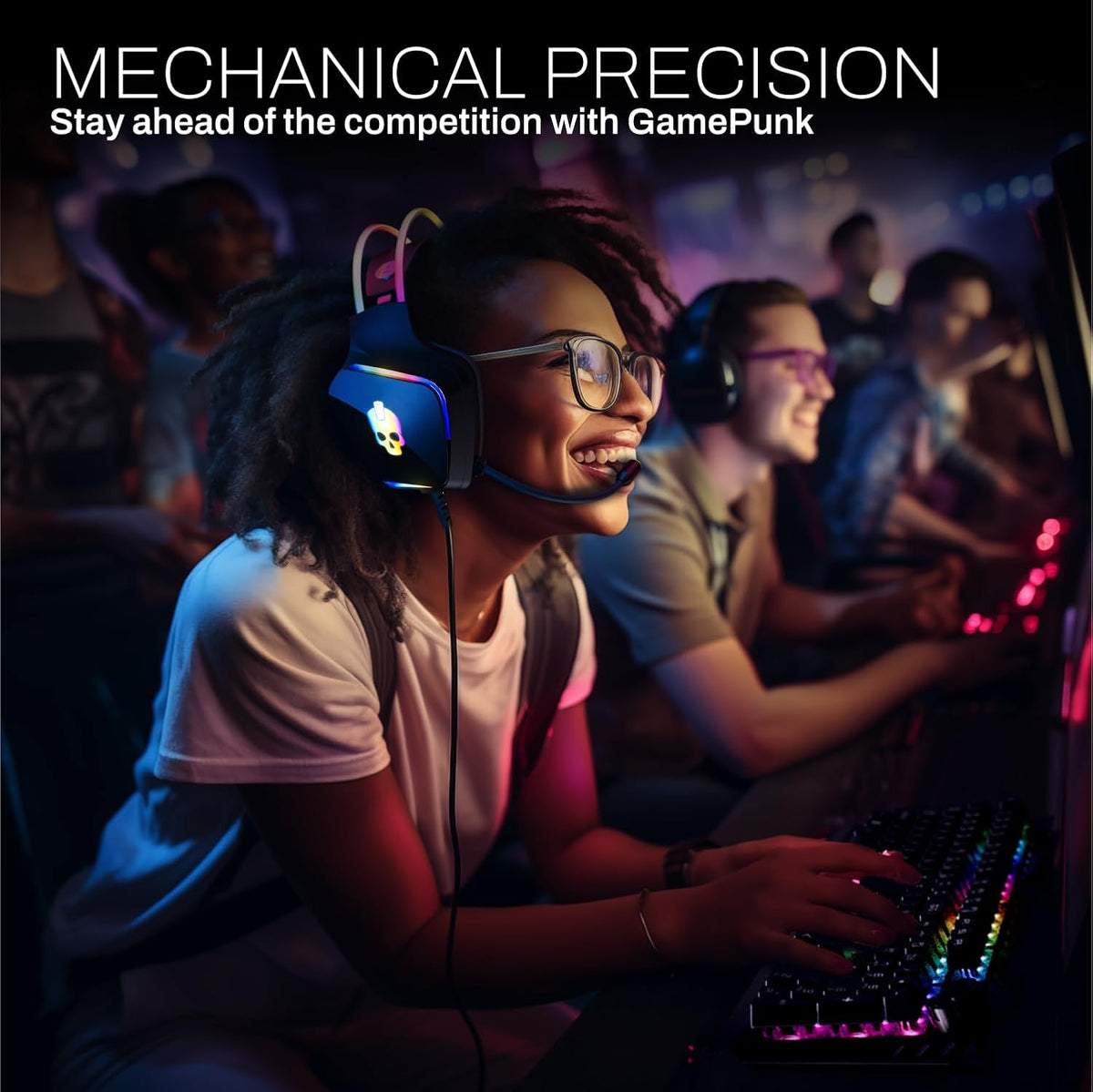 6-PC Wired RGB Mechanical Keyboard, Mouse & Pad, Headset w/Stand Light