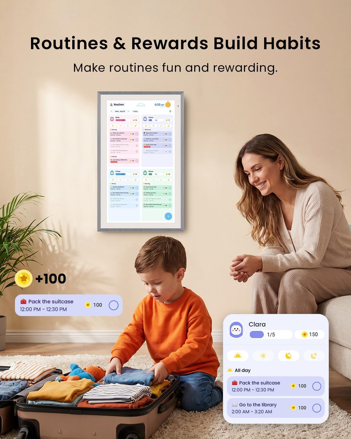 Apolosign 21.5-inch Digital Calendar, No-Subscription, Smart Wall Planner wit...