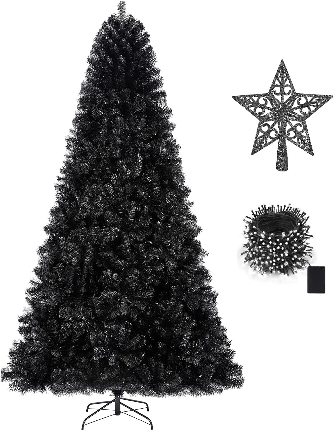 KTKDE 5ft Black Artificial Christmas Tree Halloween Tree Decorations with 560...