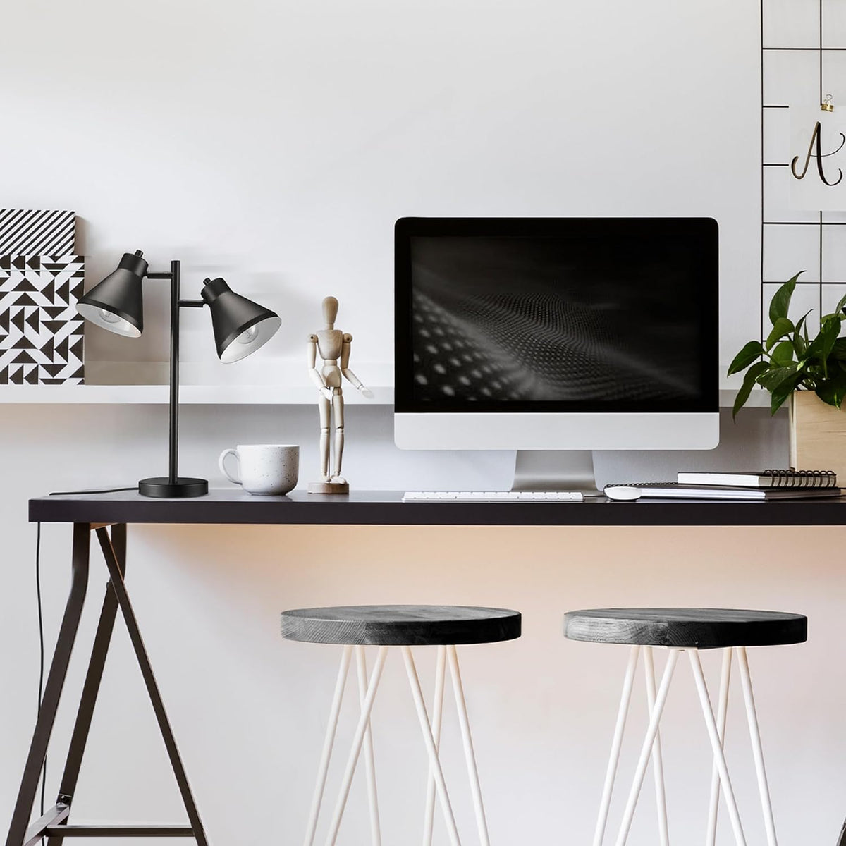Globe Electric 18" 2-Light Desk Lamp, Industrial Design, Pivoting Heads,...
