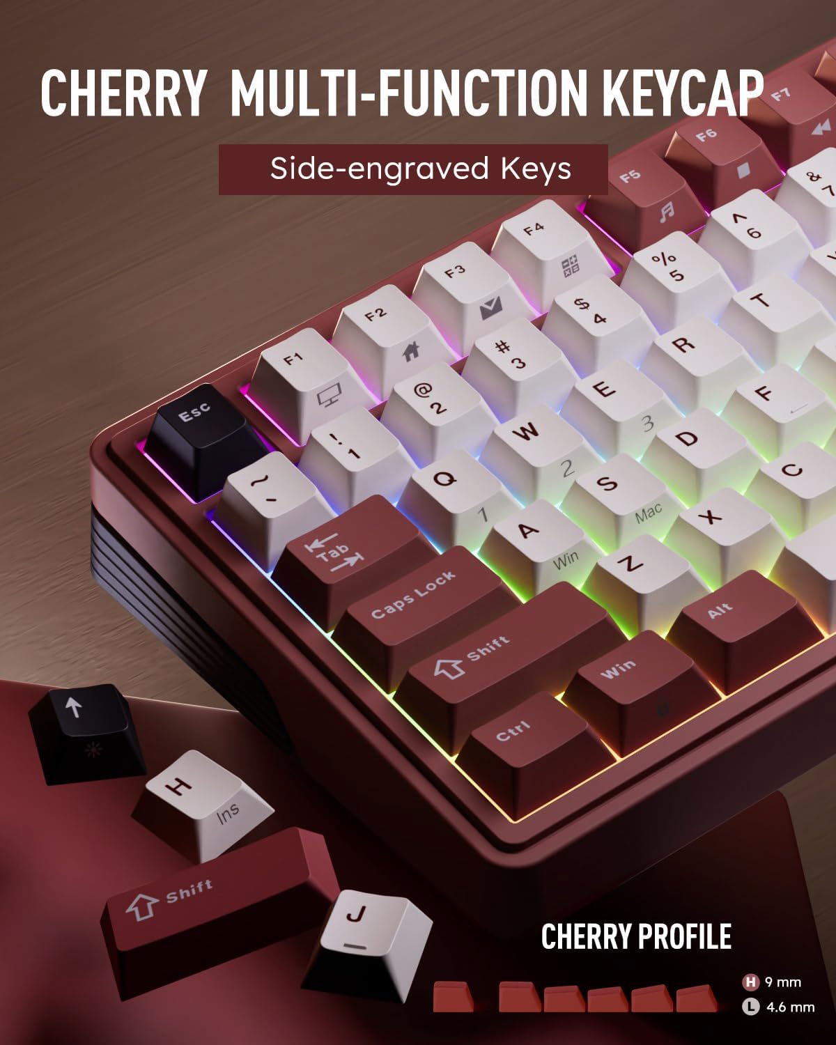 RK ROYAL KLUDGE M100 Wireless Mechanical Keyboard with Screen & Knobs, Red