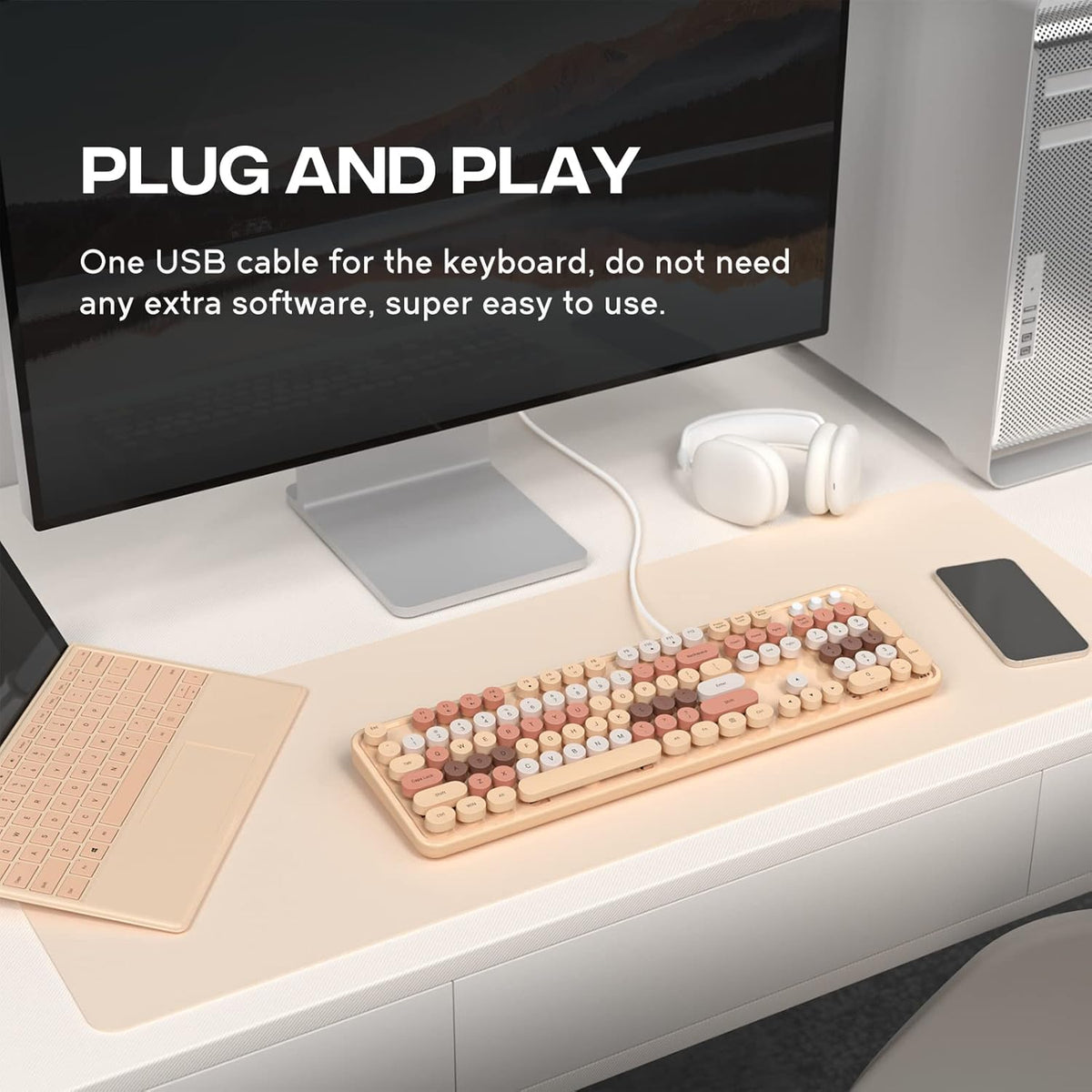 Dilter Wired Keyboard, 104 Keys Full-Sized Typewriter Keyboards, USB Plug and...