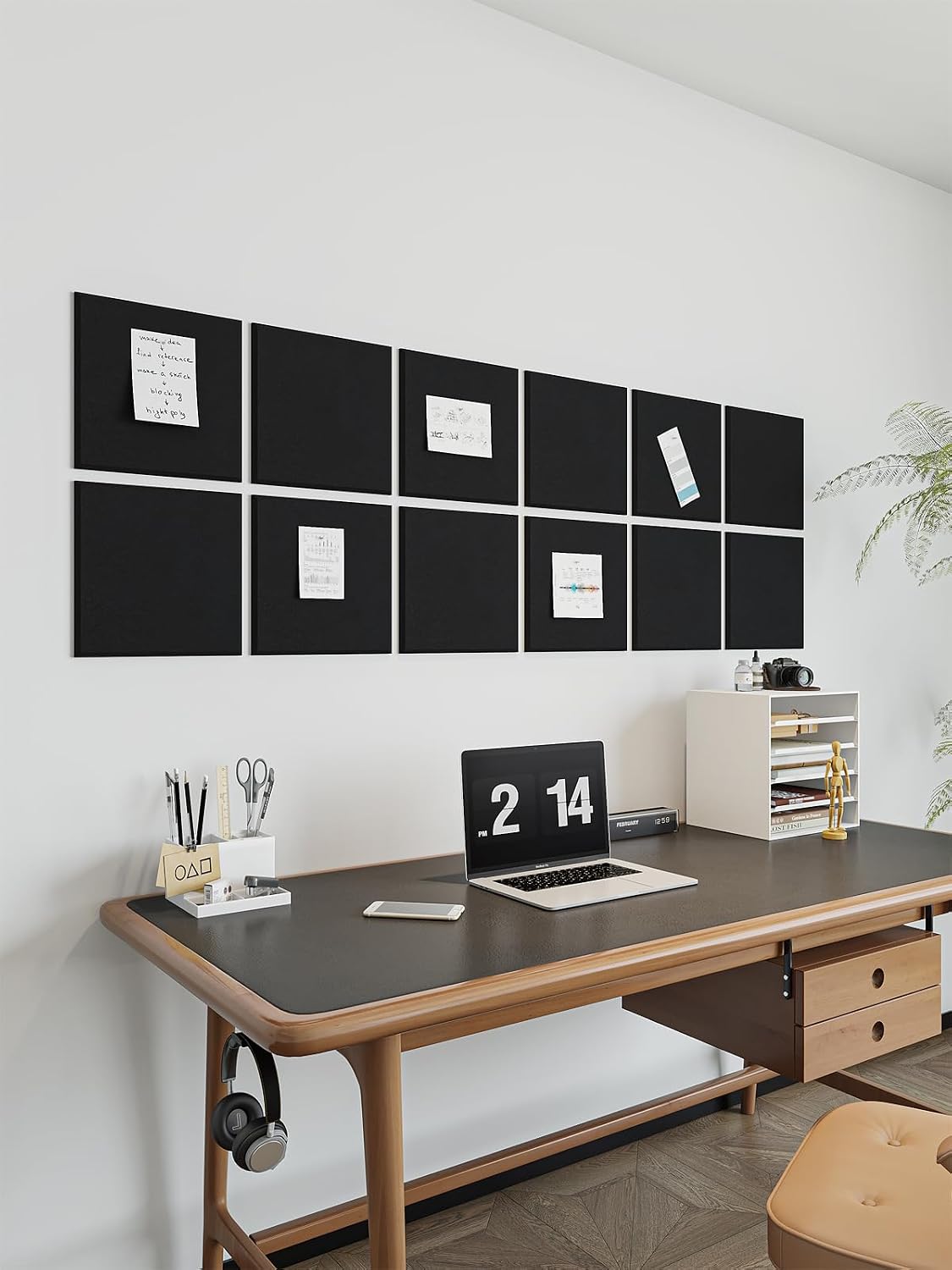 Thick Felt Pin Board Tiles 24 Pack, 11.8x11.8 Bulletin Board for Wall