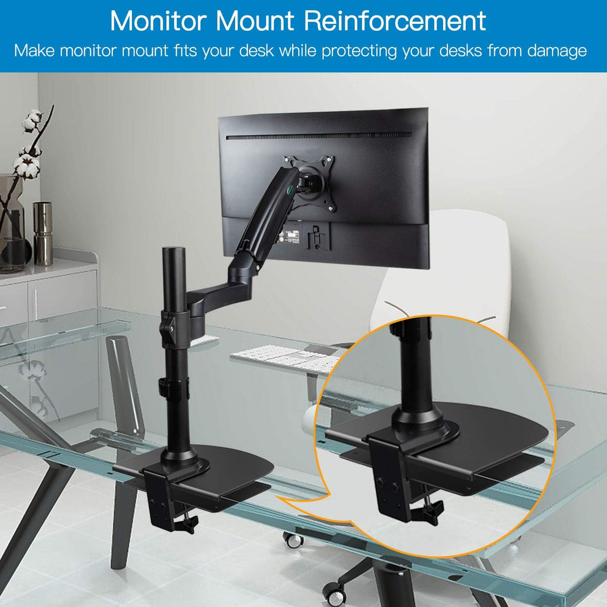 HUANUO Steel Monitor Mount Reinforcement Plate for Thin, Glass and Other Frag...