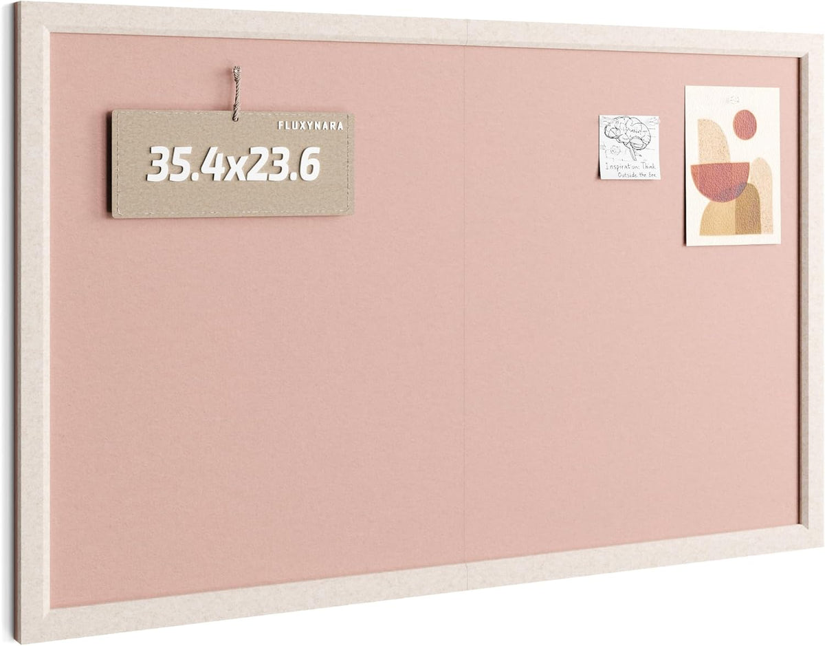 Fluxynara Framed Felt Bulletin Board, 35.4" x 23.6", Pink