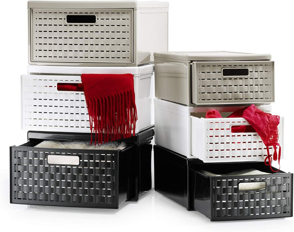 Rotho Country Box 8.3l with 1 Drawer in Rattan-Look, Plastic (PP) BPA-Free, A...