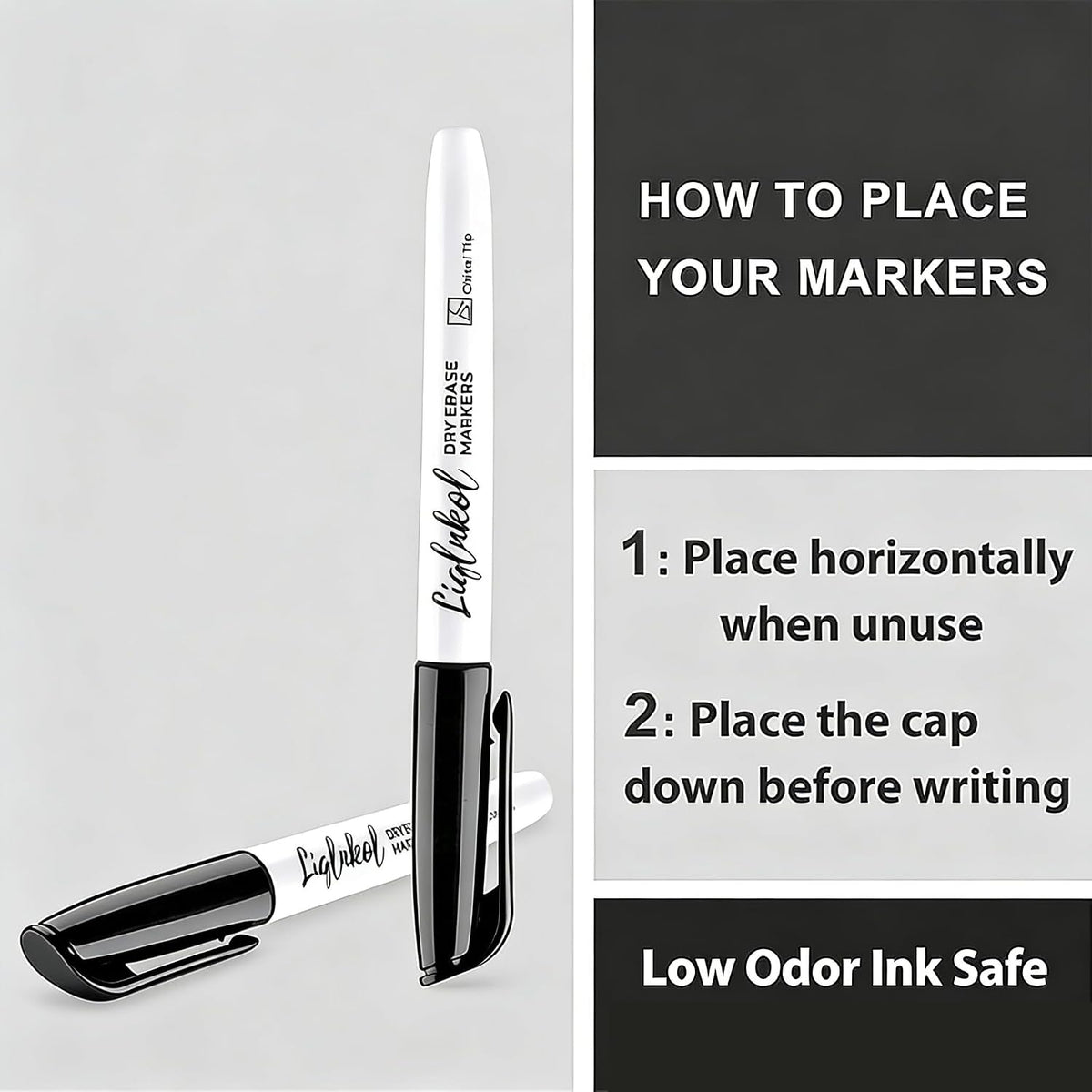 Dry Erase Markers Bulk, 144 Pack Black Whiteboard Markers, Chisel Point Low O...