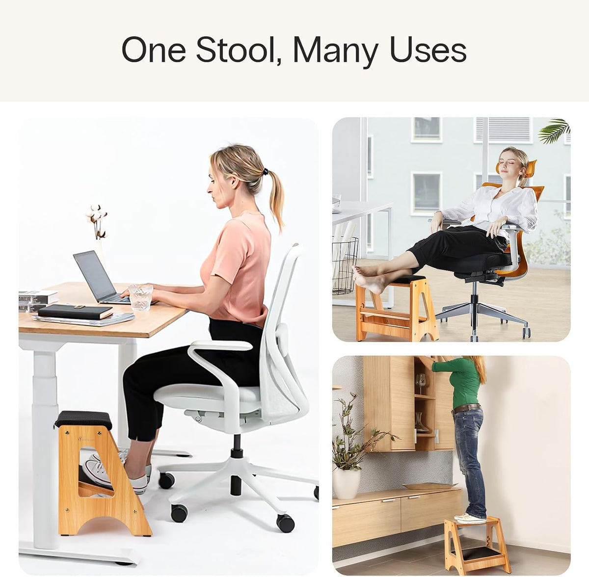 StrongTek Under Desk Foot Stool, 4 Heights, Removable Cushion, 300 lb