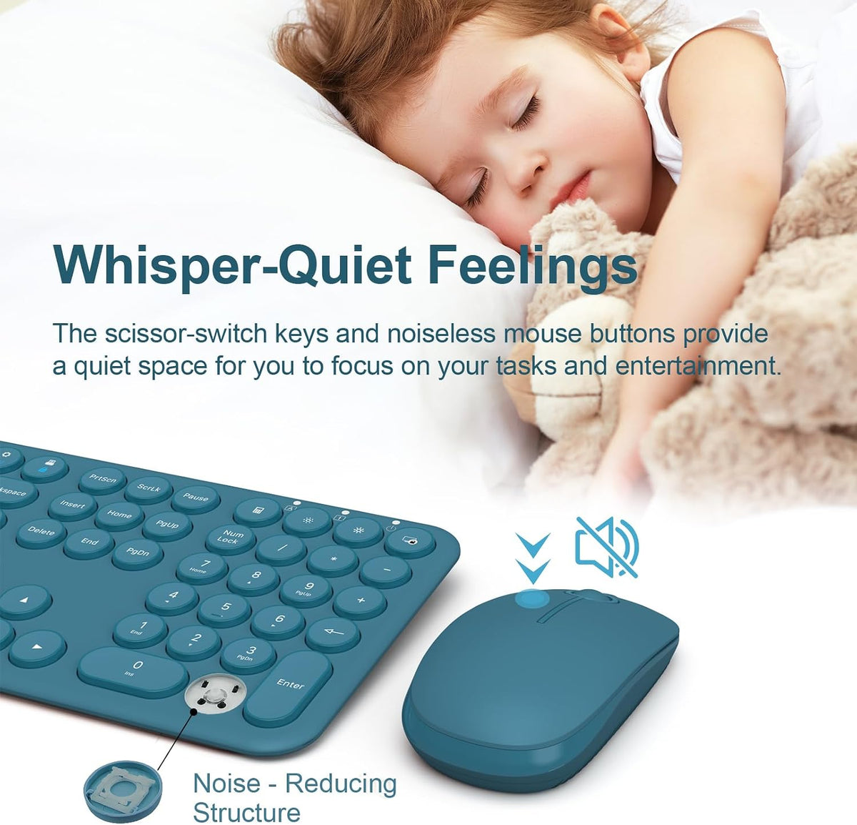 Wireless Keyboard and Mouse Combo, Ultra-Thin 2.4GHz USB Cordless Plug and Pl...