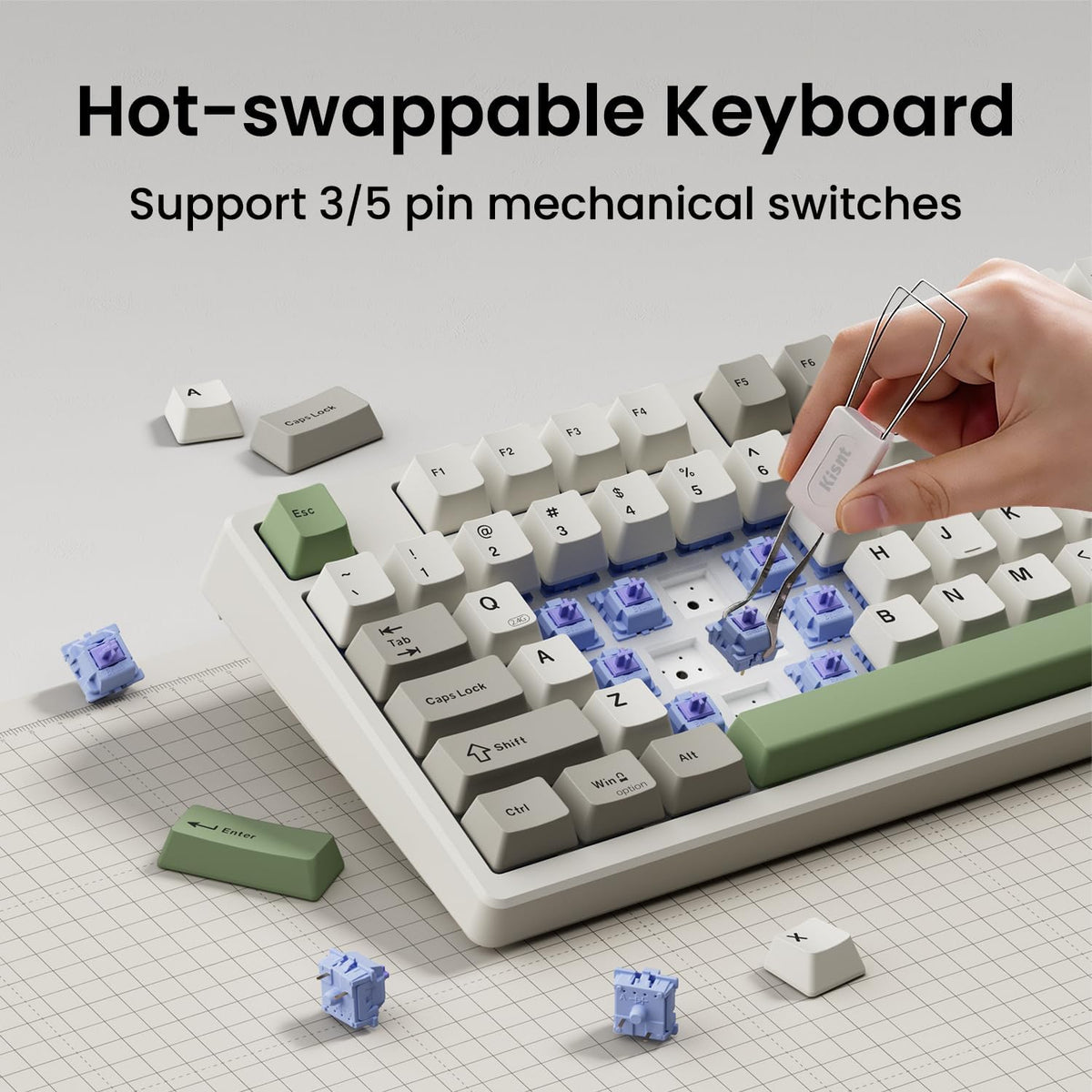 Kisnt KN85 Wireless Mechanical Keyboard, 75% Layout, Bluetooth/2.4GHz/USB-C, ...
