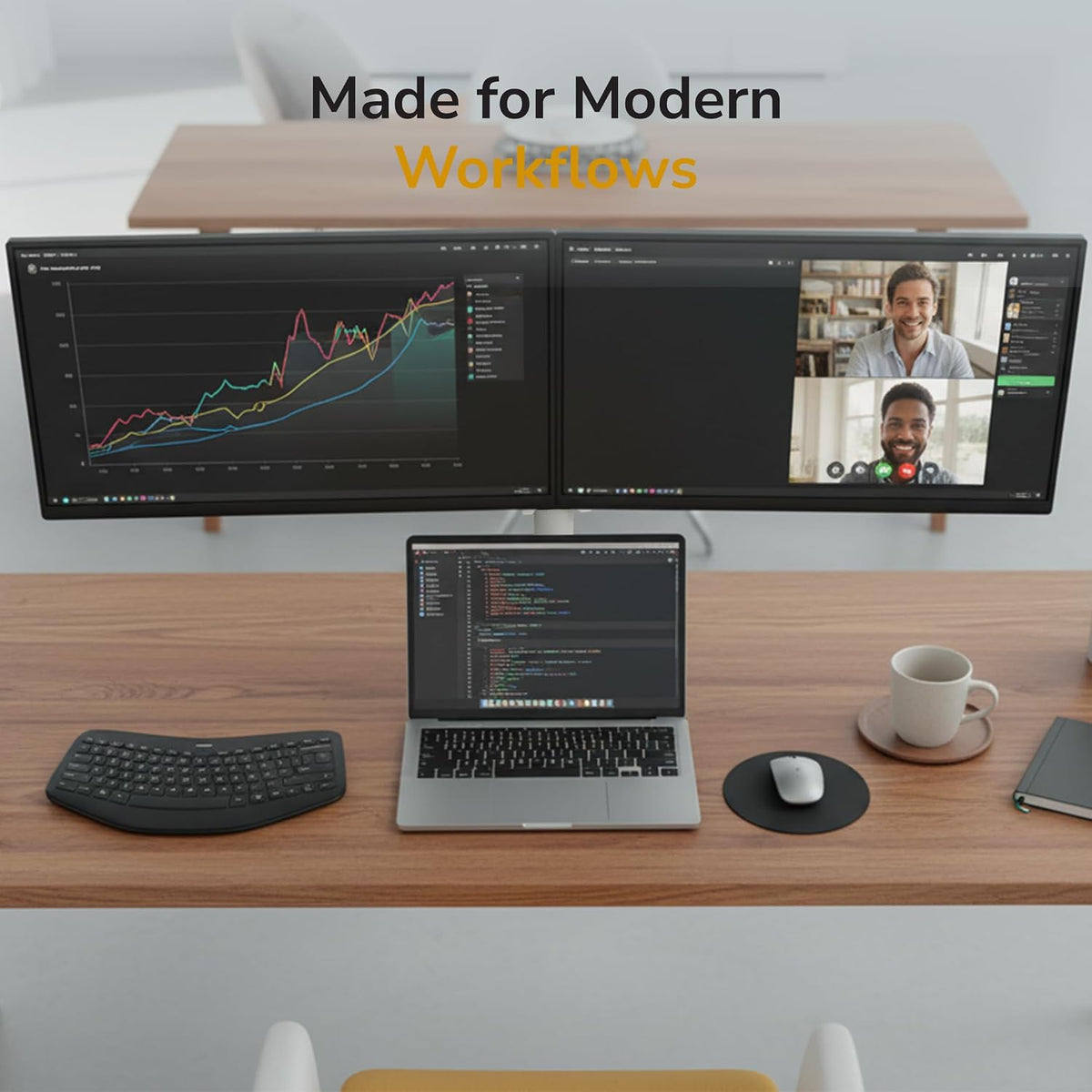 Mount-It Dual Monitor Mount Arm for Desk, Full Motion White Steel 17-32 in