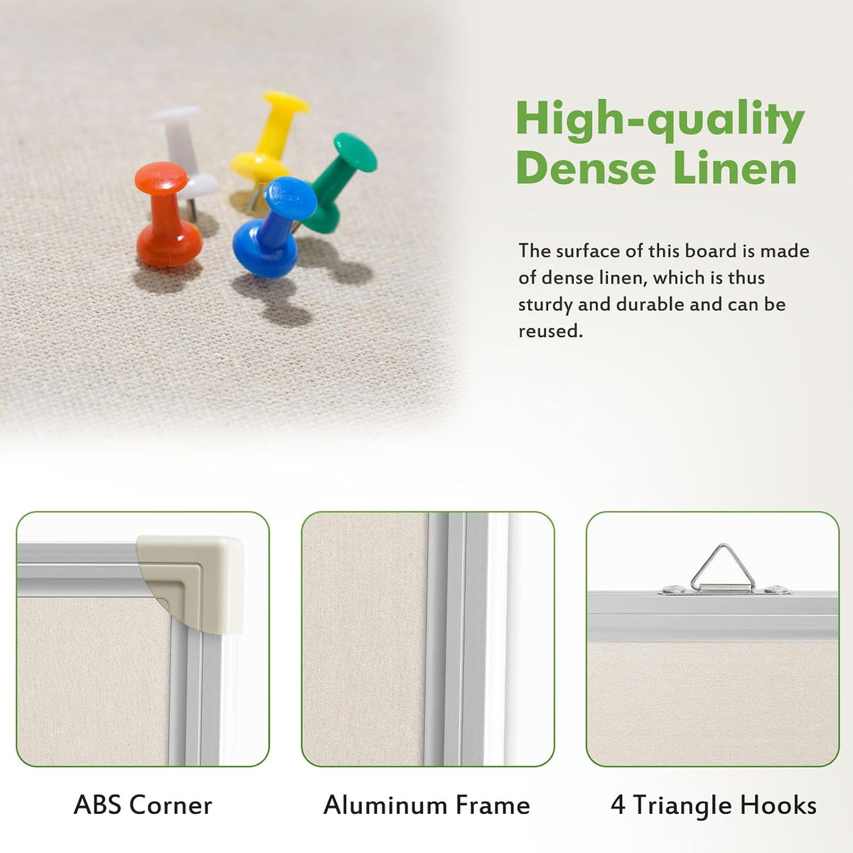 Double-Sided Large Foldable Cork Board with Linen, 48" x 36"