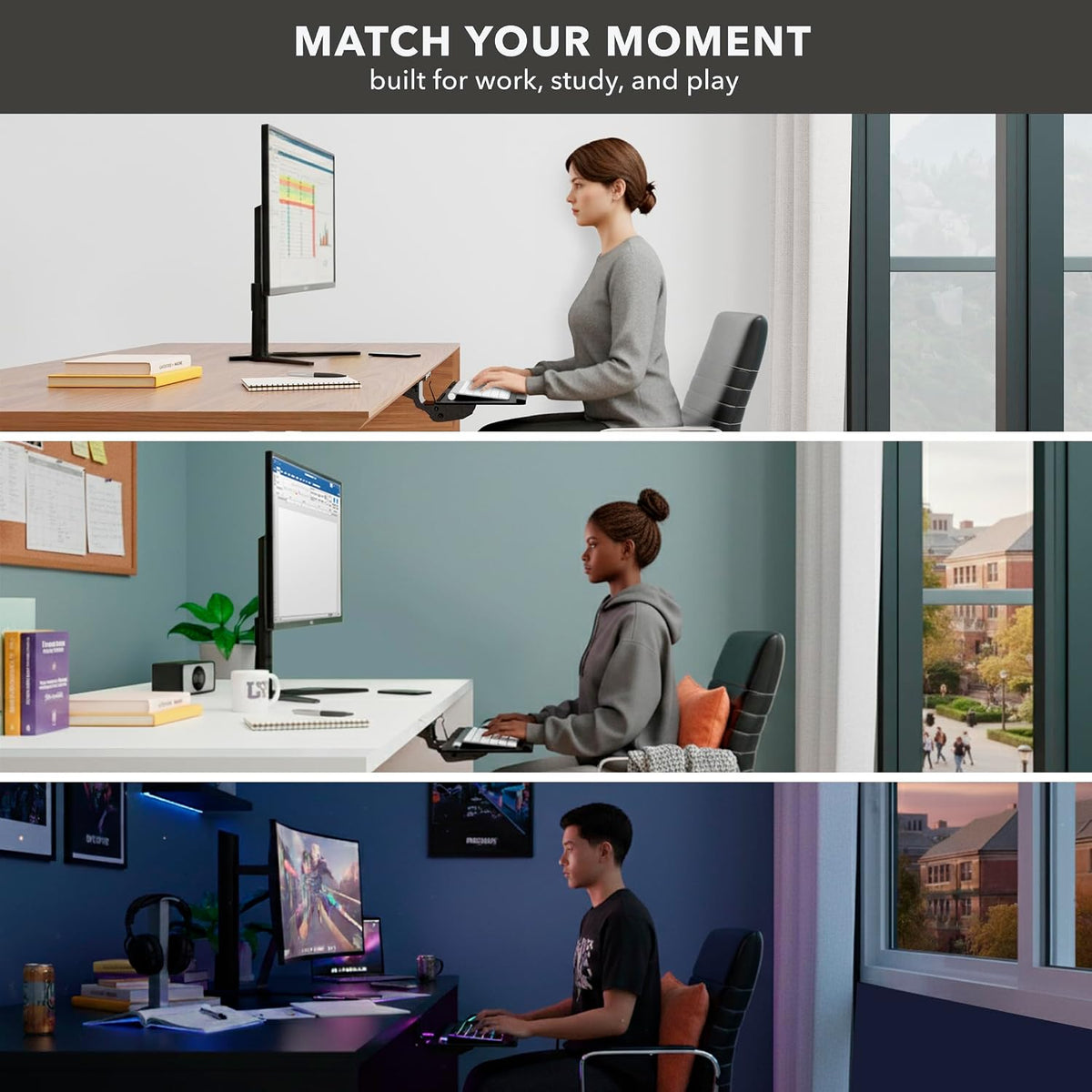 Mount-It! Under Desk Keyboard Tray with Wrist Rest, Tilt and 90 Swivel