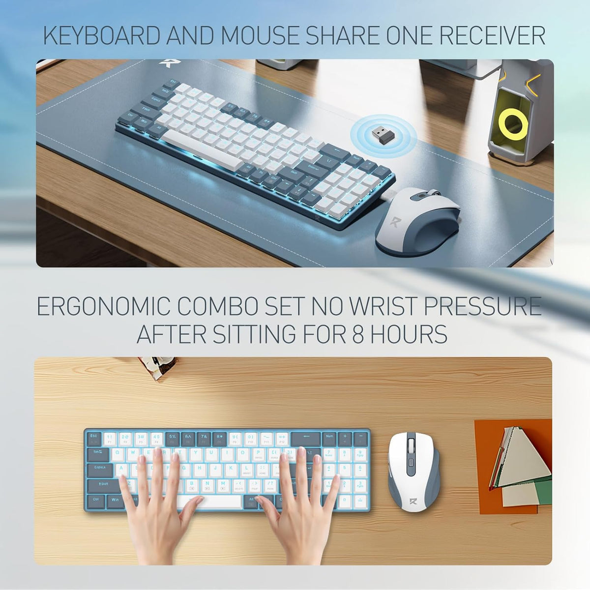 Redragon BS8773 Wireless Keyboard and Mouse Combo, 78 Keys 2.4Ghz Wireless Lo...