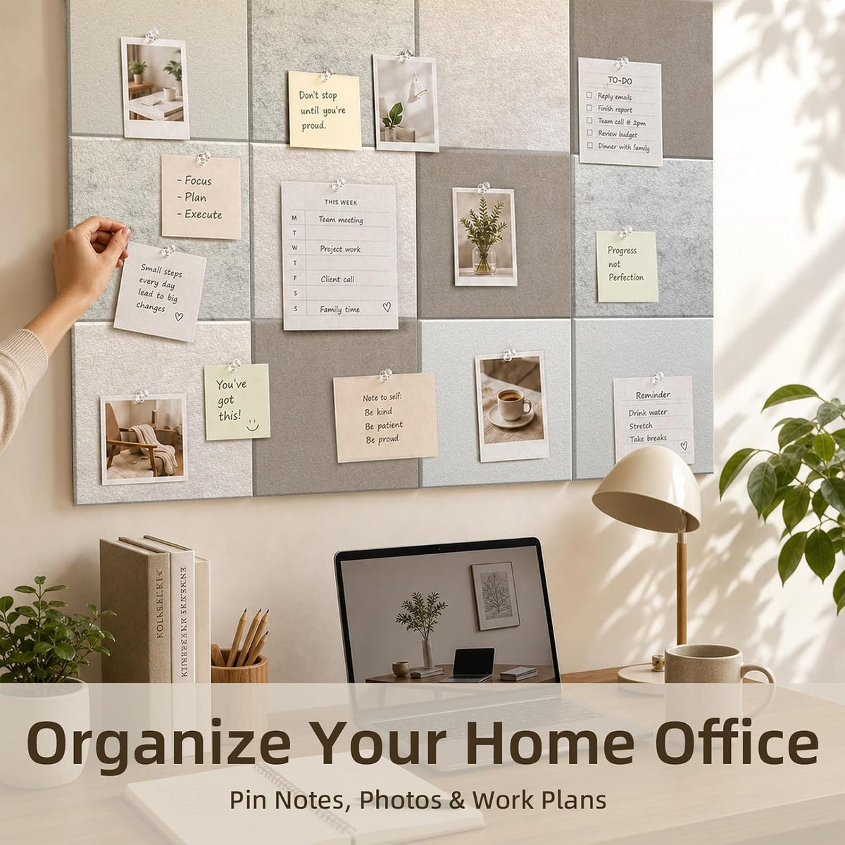 Vieshful Felt Bulletin Board Tiles 48"x36" Pin Board Wall