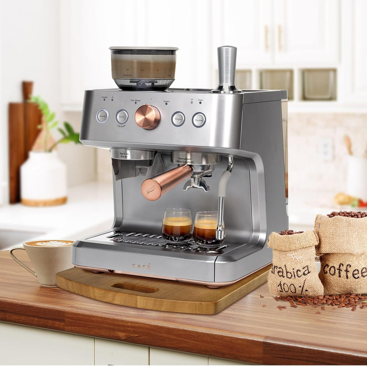 Sliding Tray for Coffee Maker - Solid Wooden Appliance Slider with 360° Smoot...