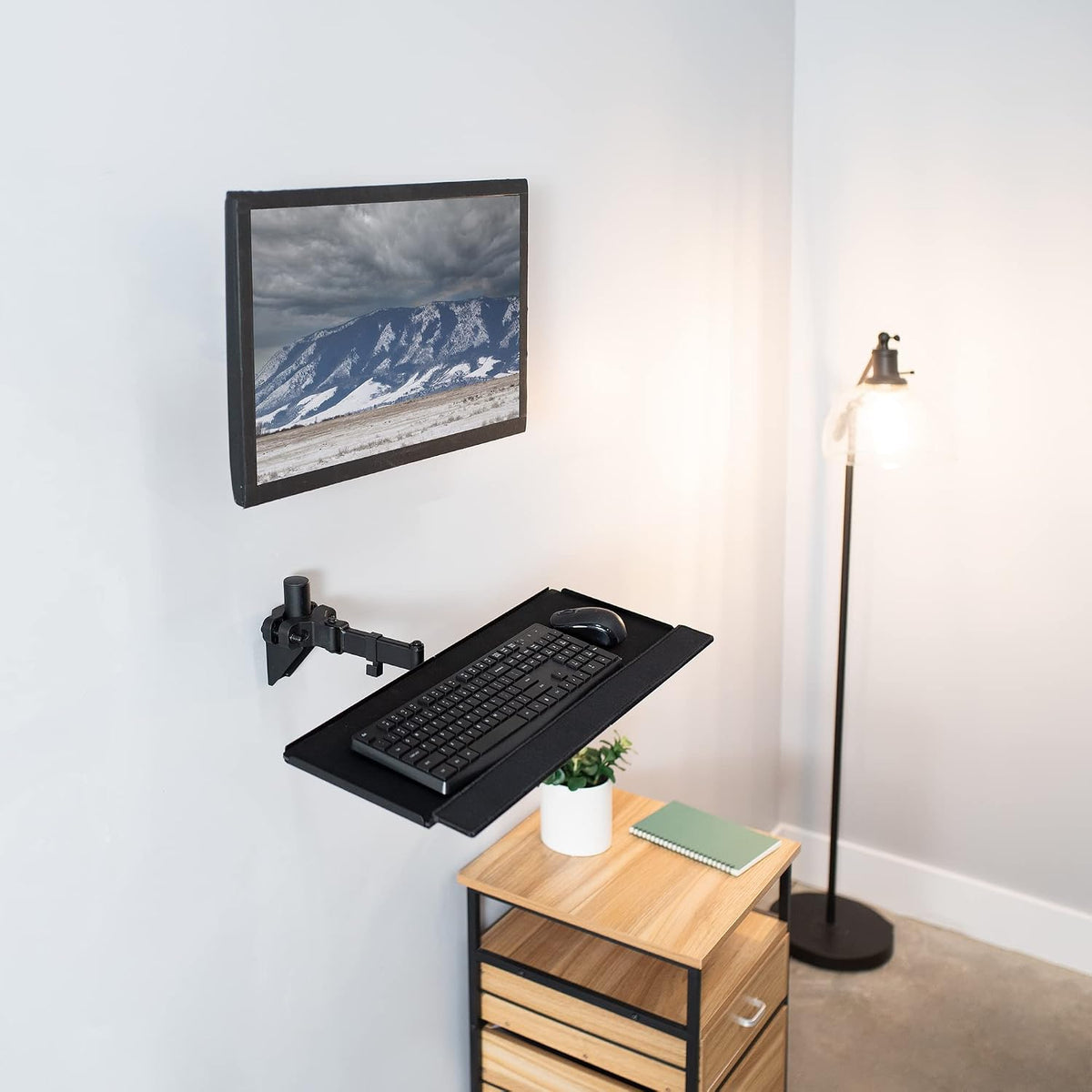 VIVO Black Pole Mounted 26 x 10 in Keyboard Tray, Mount-POLEKB