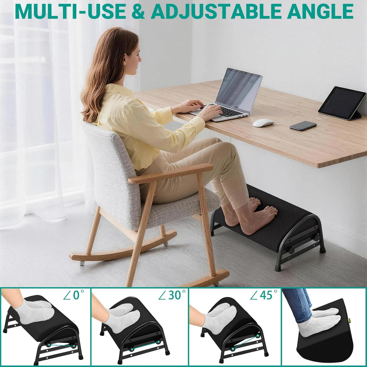 YEASHEIN Adjustable Foot Rest for Under Desk at Work, Ergonomic Foot Stools