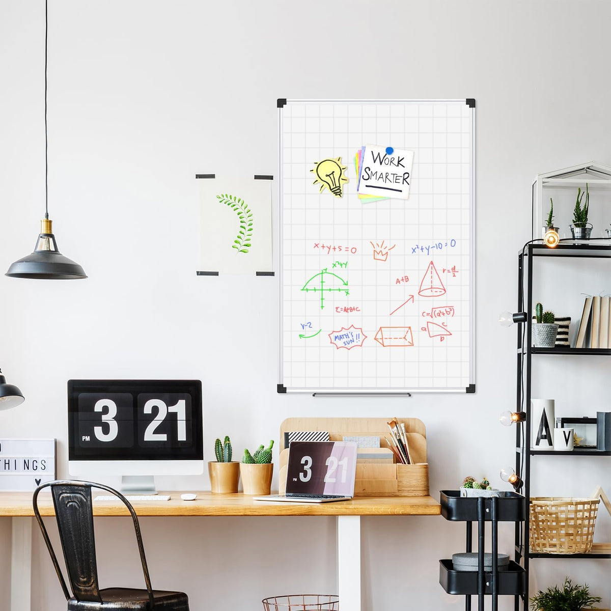 XBoard Magnetic Dry Erase Board with Grid Lines 48 x 36 Inches