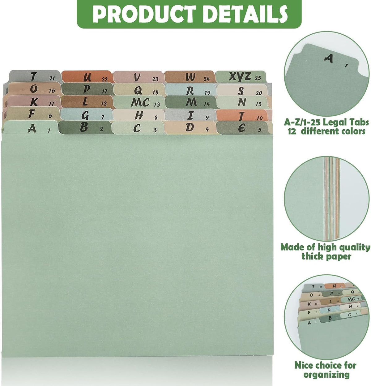 2 Set A-Z Alphabetic and Number Top Label Files, Legal Size, 50 Sheets File D...