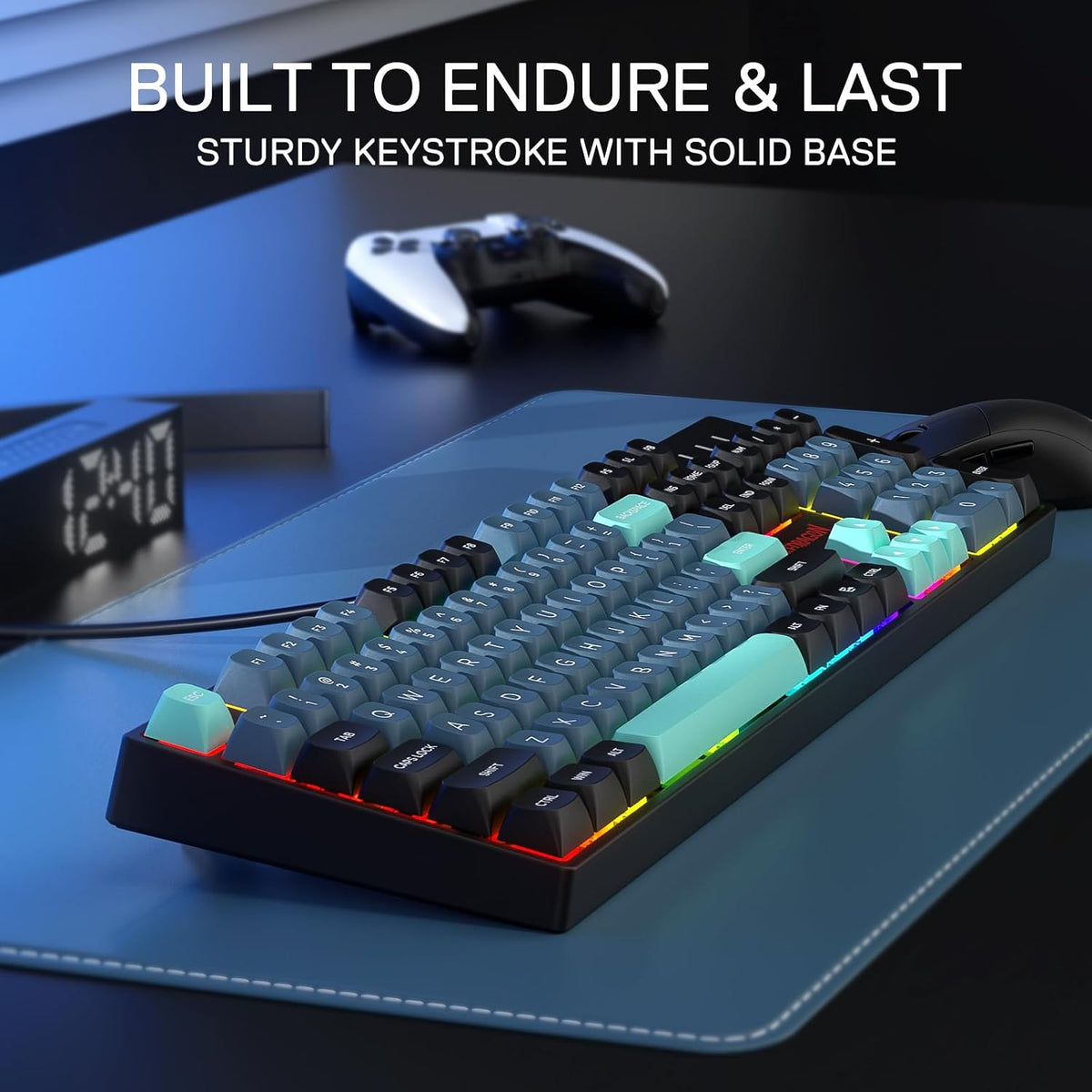 Redragon K582 SE Wired RGB Mechanical Gaming Keyboard, 104-Key, PBT Keycaps