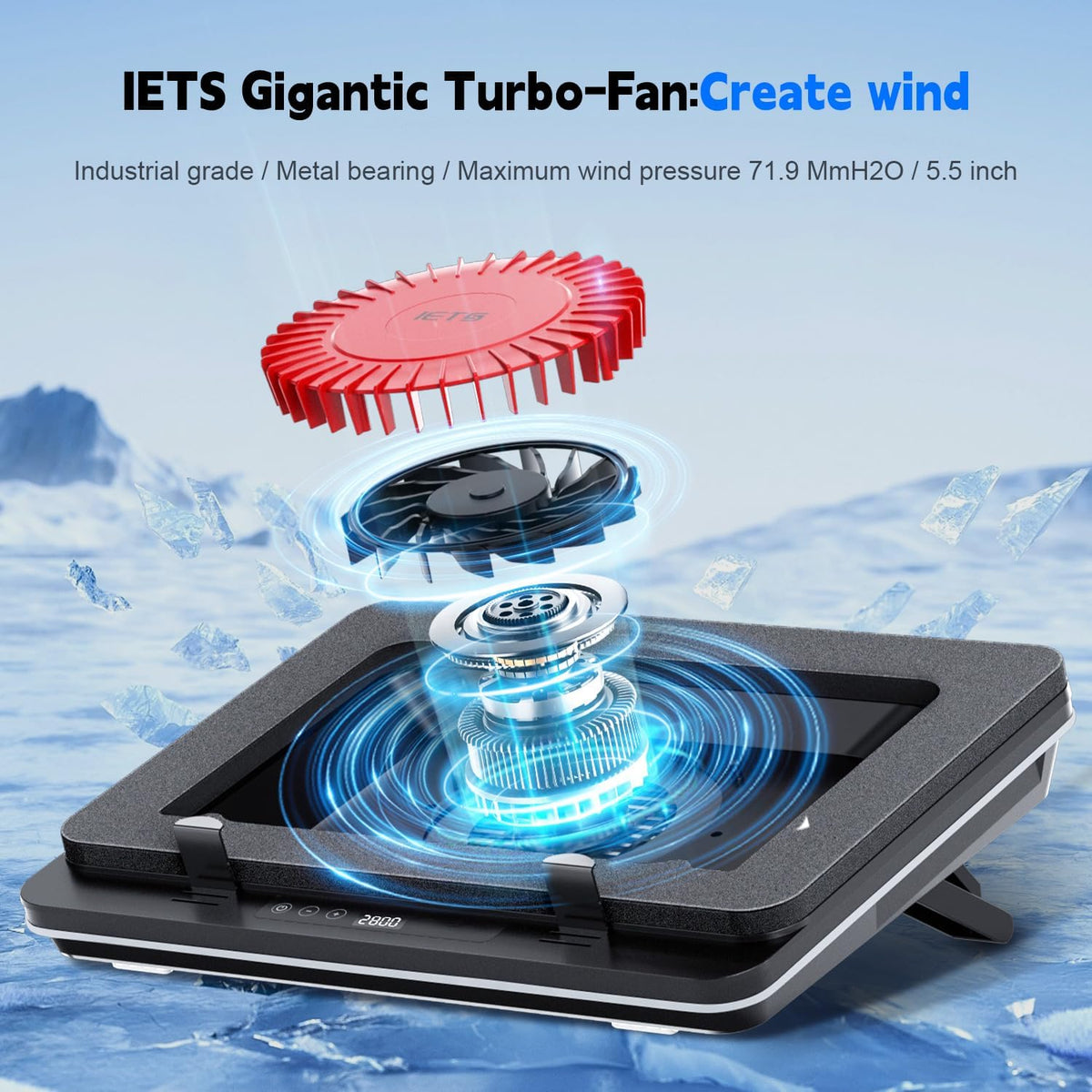 IETS GT600 Laptop Cooling Pad Equipped with Gigantic Turbo-Fan(5.5inch Diamet...