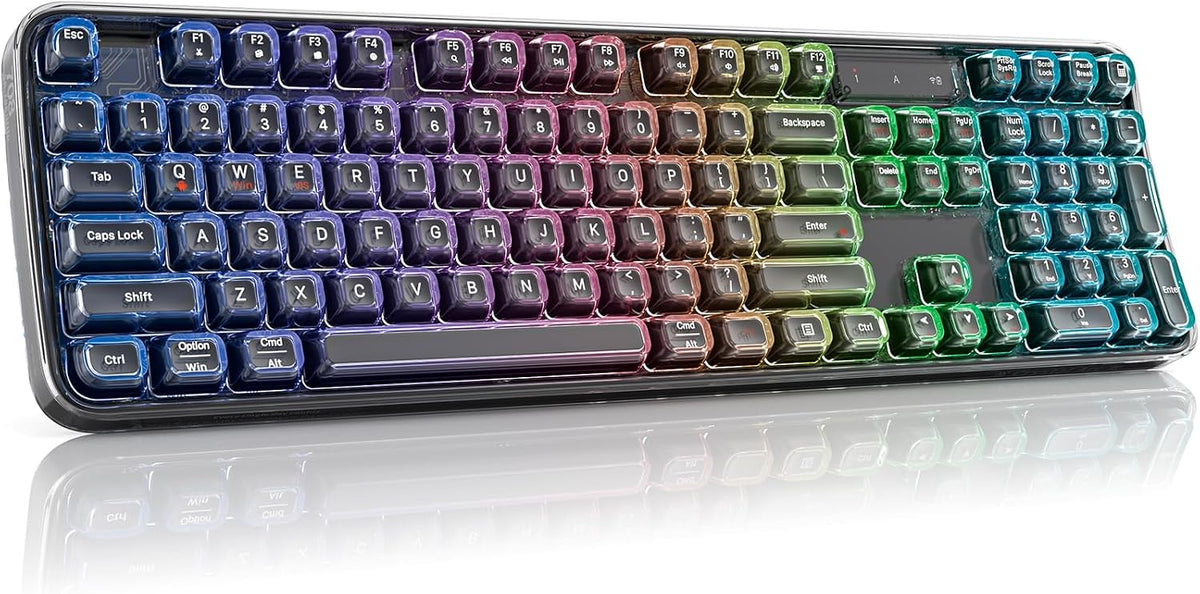 MOFII Clear Curved Ergonomic Wireless Keyboard, Tri-Mode BT5.0/2.4G/USB-C